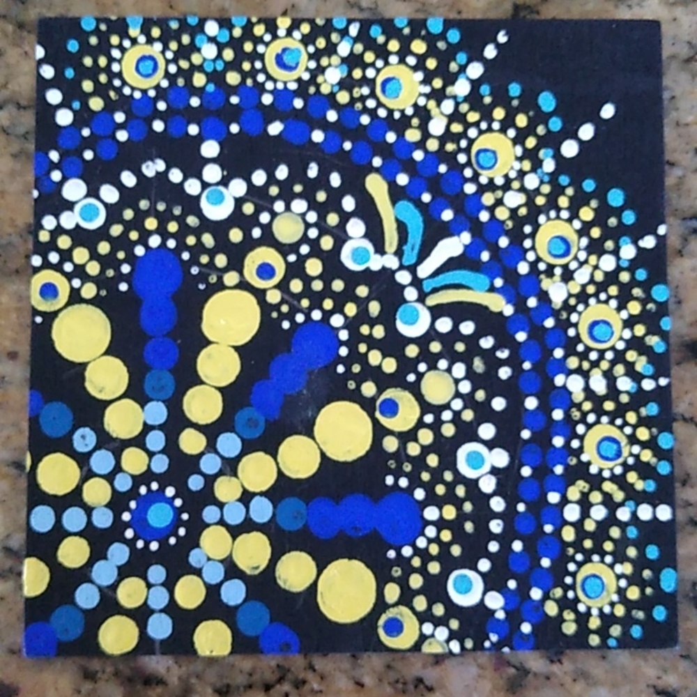 Hand Painted Mandala 4"x4" wood square